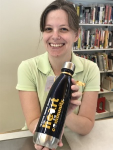Rachel displays one of our TTL water bottles